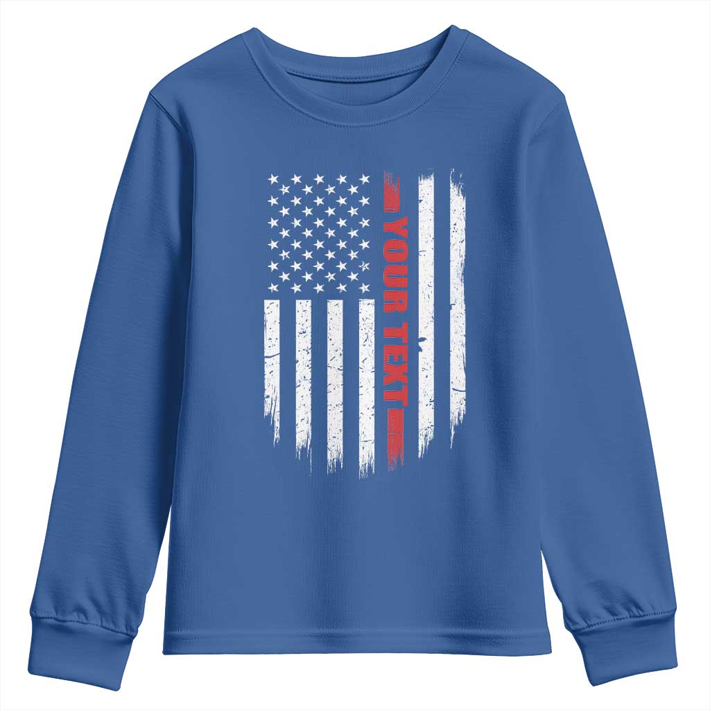 Personalized Firefighter Youth Sweatshirt Custom Text Name Vintage American Flag Patriot Fireman Gift