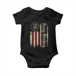 250th Birthday US July 4th 1776 2026 American Flag Baby Onesie TS11 Black Print Your Wear