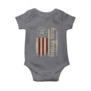 250th Birthday US July 4th 1776 2026 American Flag Baby Onesie TS11 Charcoal Print Your Wear