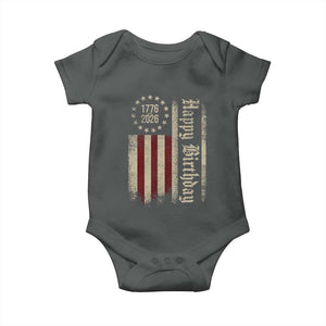 250th Birthday US July 4th 1776 2026 American Flag Baby Onesie TS11 Dark Heather Print Your Wear