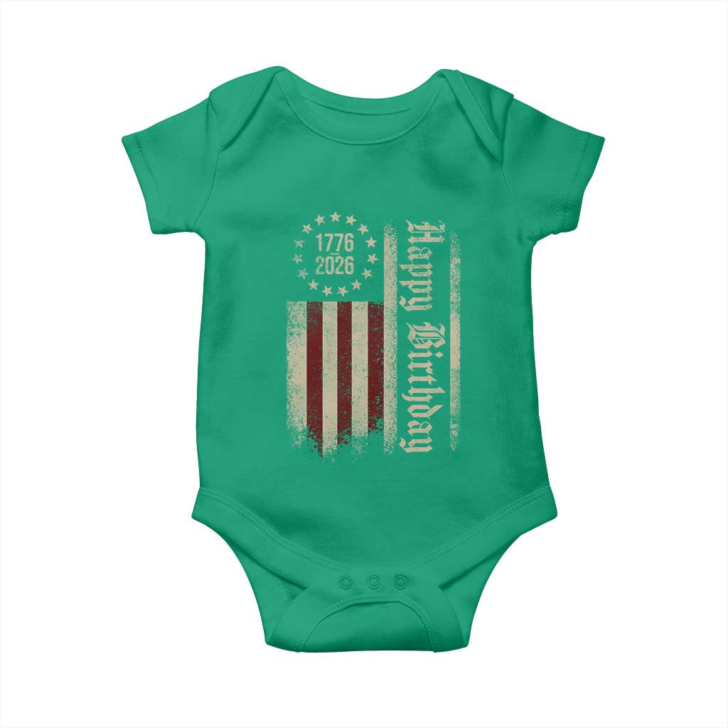 250th Birthday US July 4th 1776 2026 American Flag Baby Onesie TS11 Irish Green Print Your Wear