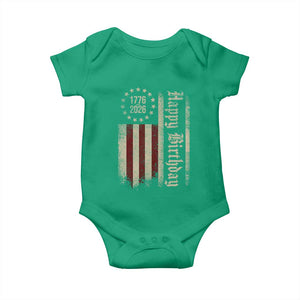 250th Birthday US July 4th 1776 2026 American Flag Baby Onesie TS11 Irish Green Print Your Wear