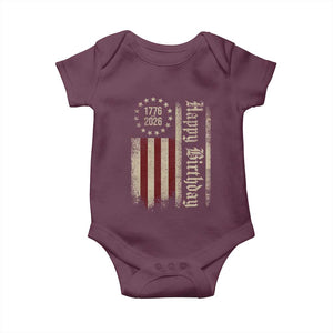 250th Birthday US July 4th 1776 2026 American Flag Baby Onesie TS11 Maroon Print Your Wear