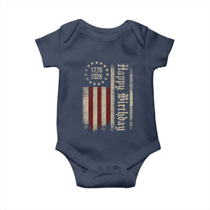 250th Birthday US July 4th 1776 2026 American Flag Baby Onesie TS11 Navy Print Your Wear