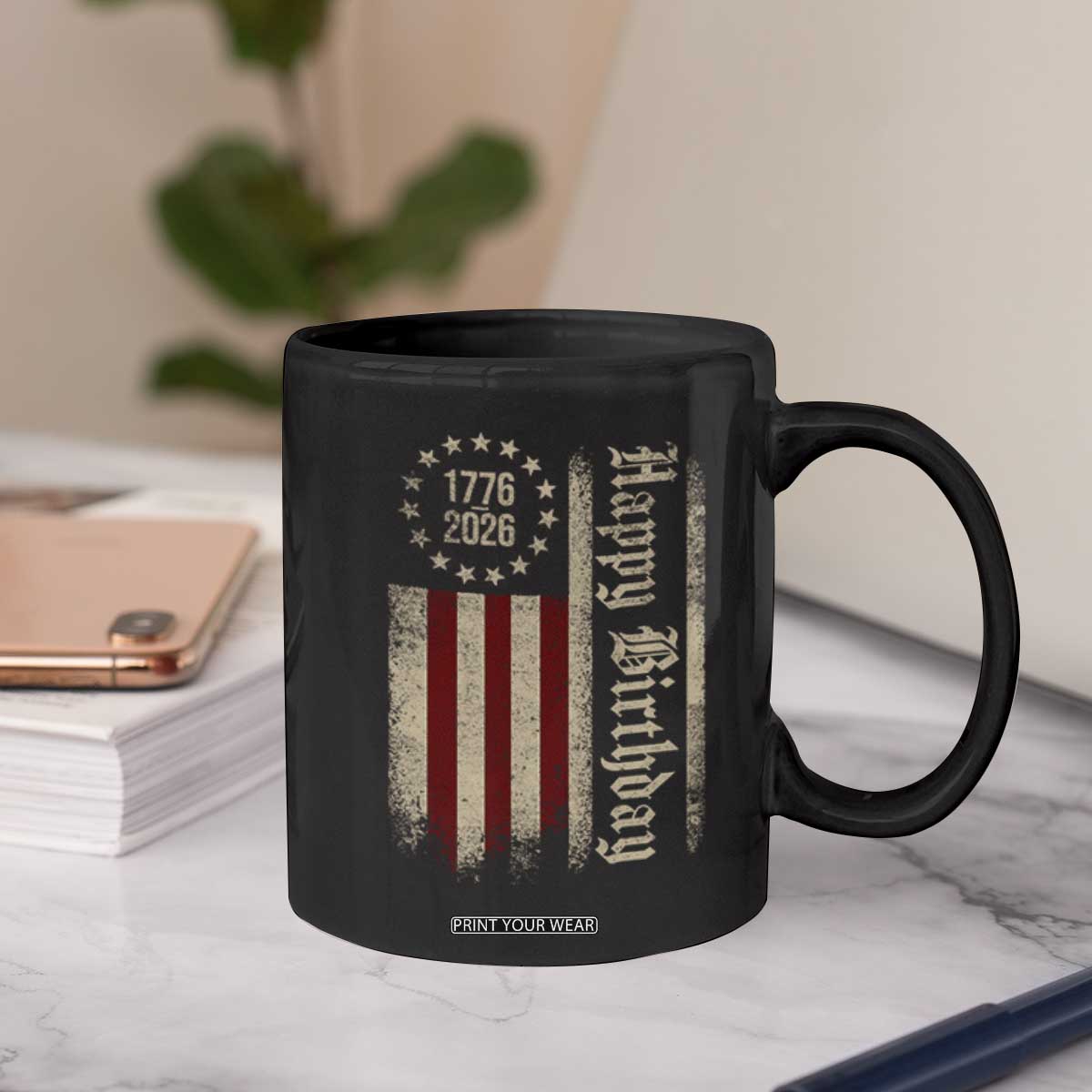 250th Birthday US July 4th 1776 2026 American Flag Coffee Mug TS11 Print Your Wear