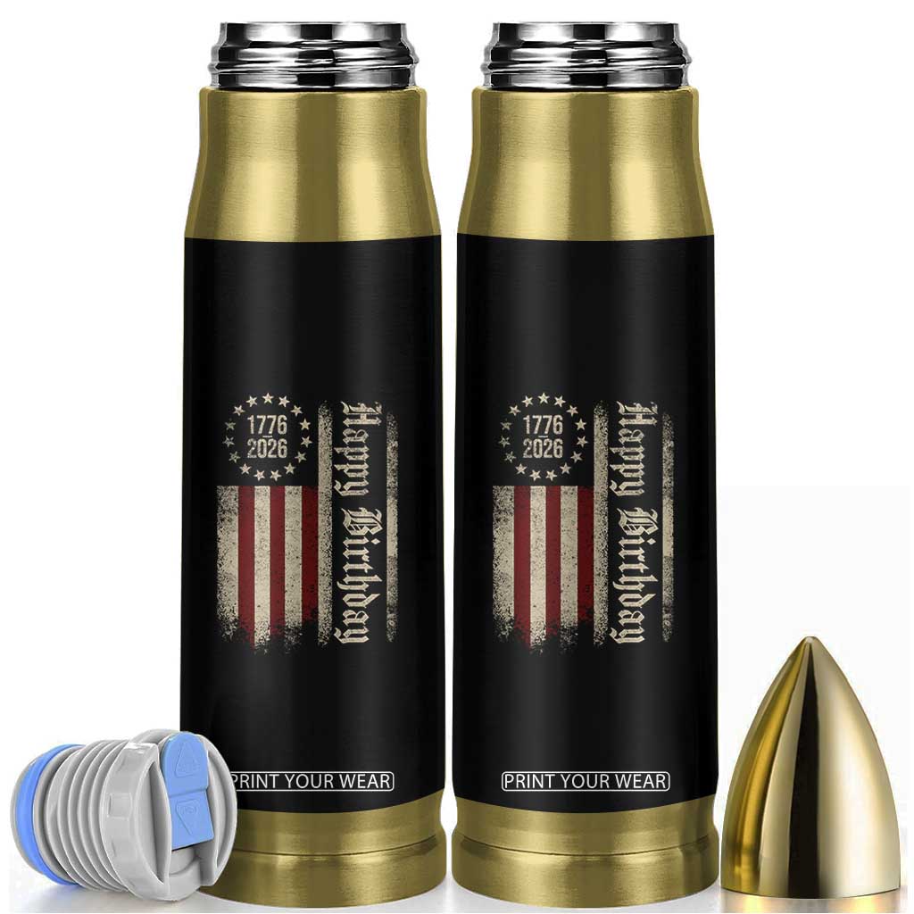 250th Birthday US July 4th 1776 2026 American Flag Bullet Tumbler TS11 Black Print Your Wear