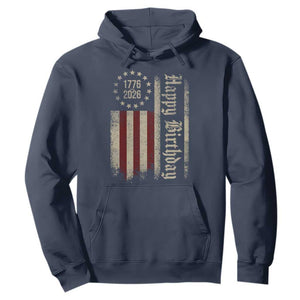 250th Birthday US July 4th 1776 2026 American Flag Hoodie TS11 Navy Print Your Wear