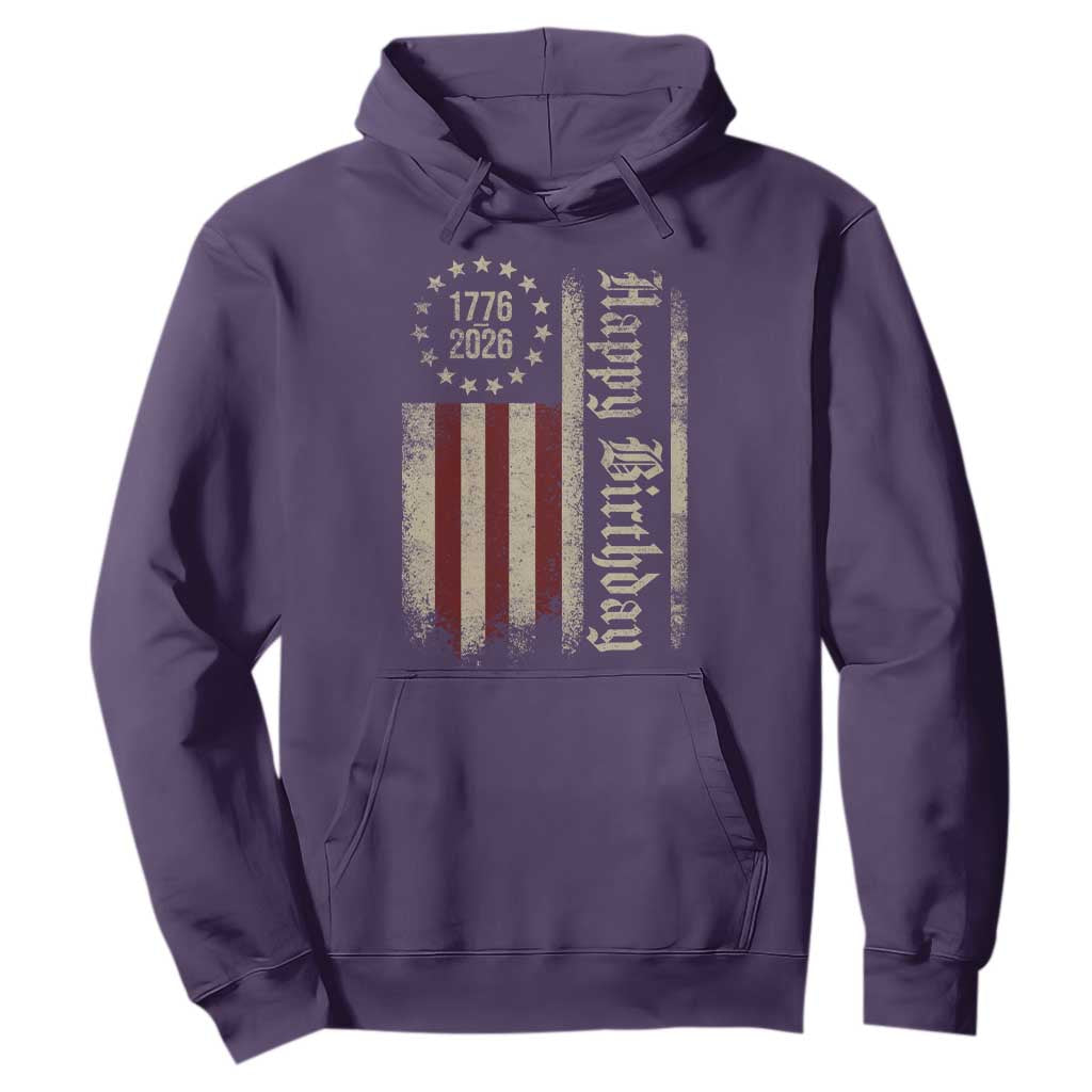250th Birthday US July 4th 1776 2026 American Flag Hoodie TS11 Purple Print Your Wear