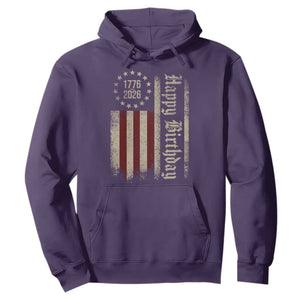 250th Birthday US July 4th 1776 2026 American Flag Hoodie TS11 Purple Print Your Wear