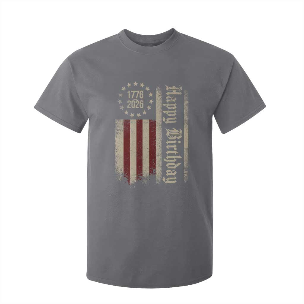 250th Birthday US July 4th 1776 2026 American Flag T Shirt For Kid TS11 Charcoal Print Your Wear