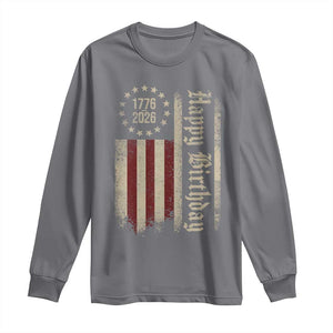 250th Birthday US July 4th 1776 2026 American Flag Long Sleeve Shirt TS11 Charcoal Print Your Wear