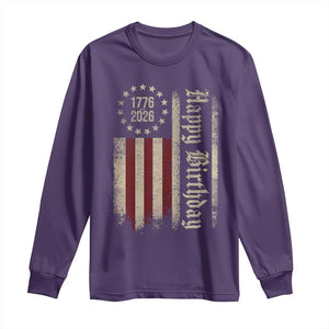 250th Birthday US July 4th 1776 2026 American Flag Long Sleeve Shirt TS11 Purple Print Your Wear