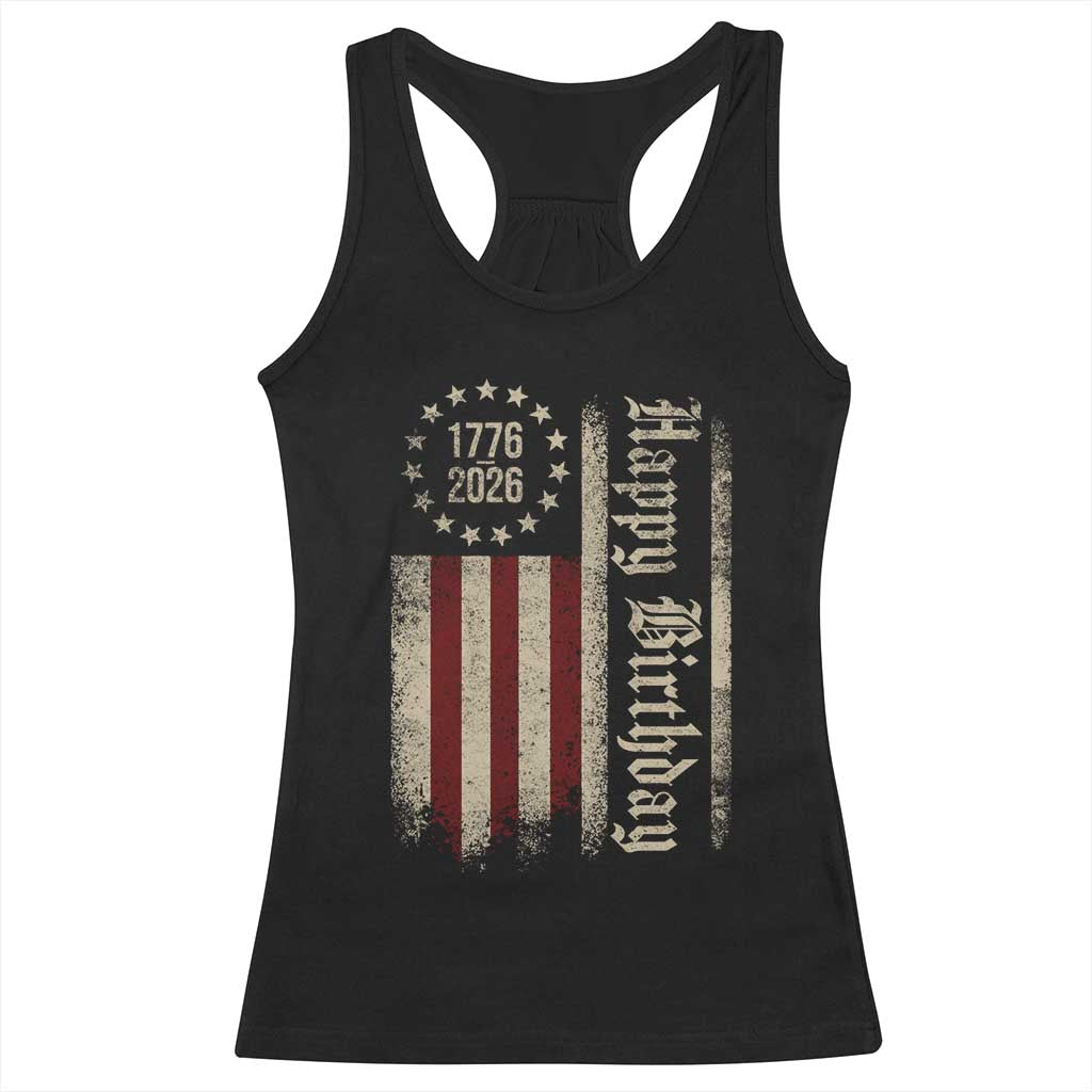 250th Birthday US July 4th 1776 2026 American Flag Racerback Tank Top TS11 Black Print Your Wear