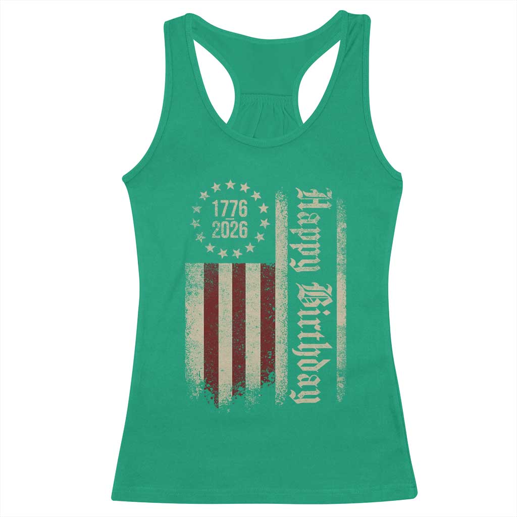 250th Birthday US July 4th 1776 2026 American Flag Racerback Tank Top TS11 Irish Green Print Your Wear