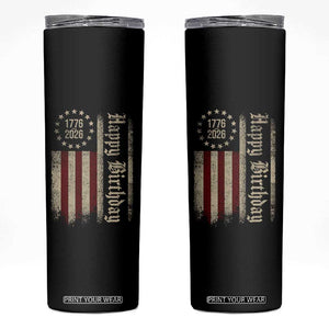 250th Birthday US July 4th 1776 2026 American Flag Skinny Tumbler TS11 Black Print Your Wear