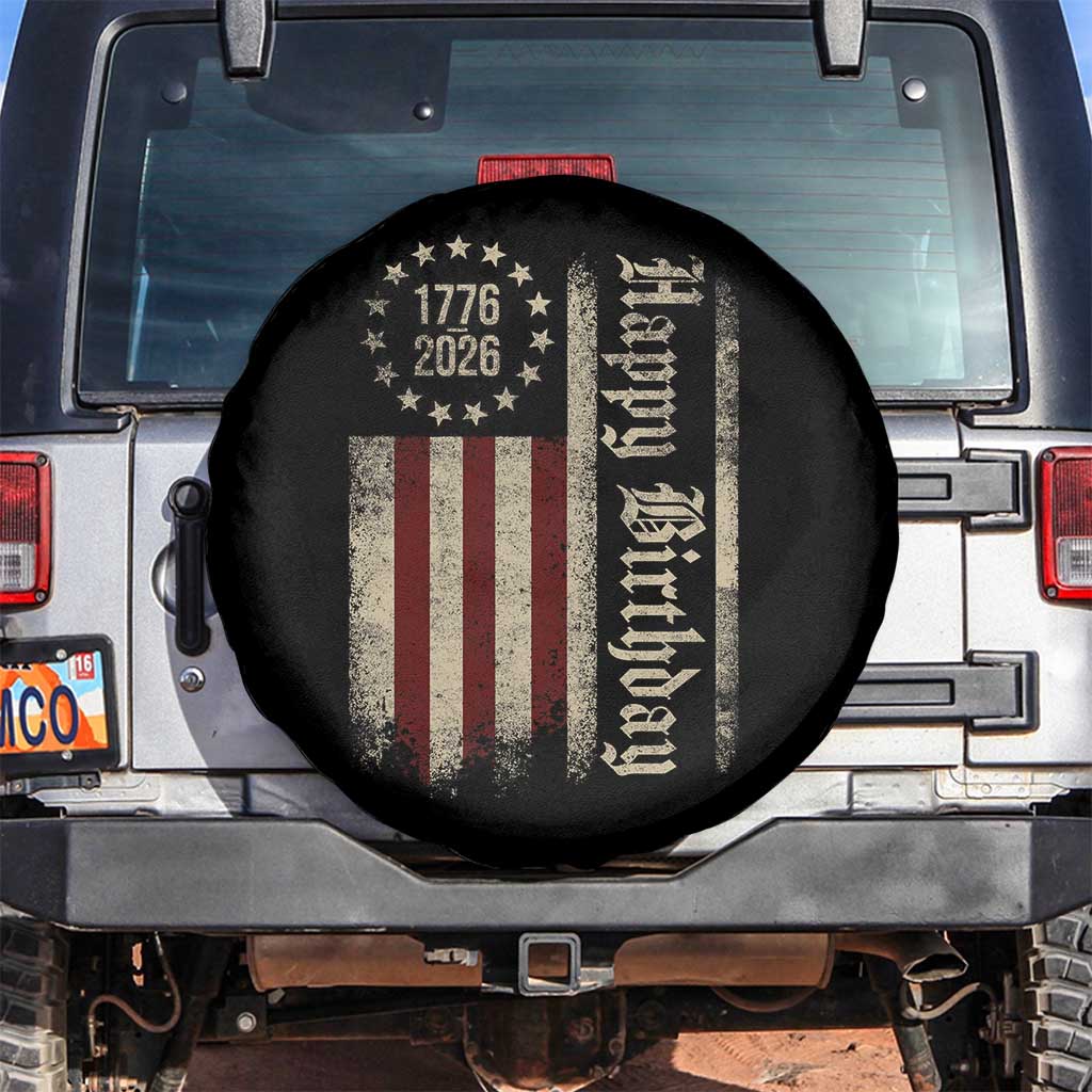250th Birthday US July 4th 1776 2026 American Flag Spare Tire Cover TS11 No hole Black Print Your Wear