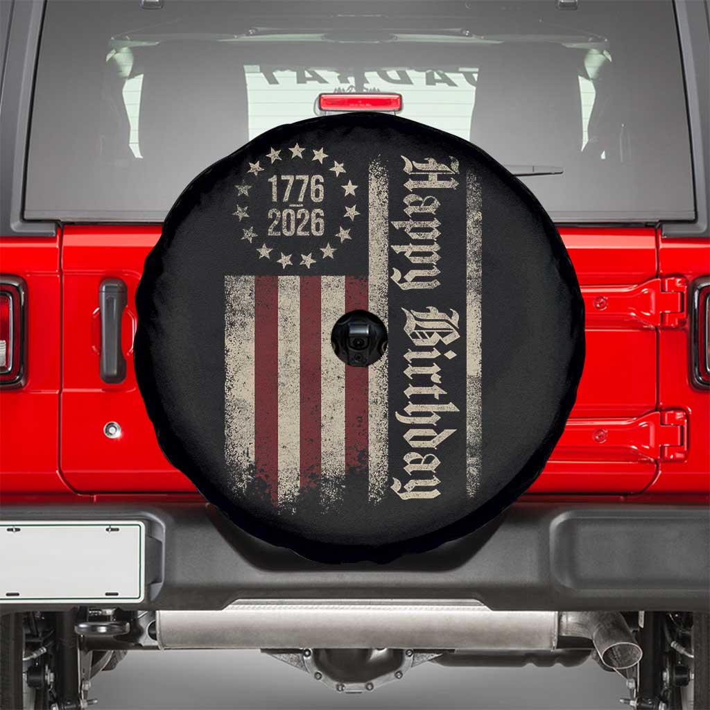250th Birthday US July 4th 1776 2026 American Flag Spare Tire Cover TS11 Black Print Your Wear