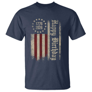 250th Birthday US July 4th 1776 2026 American Flag T Shirt TS11 Navy Print Your Wear
