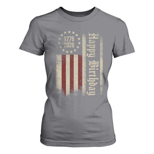 250th Birthday US July 4th 1776 2026 American Flag T Shirt For Women TS11 Charcoal Print Your Wear
