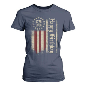 250th Birthday US July 4th 1776 2026 American Flag T Shirt For Women TS11 Navy Print Your Wear