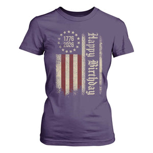250th Birthday US July 4th 1776 2026 American Flag T Shirt For Women TS11 Purple Print Your Wear