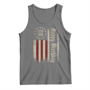 250th Birthday US July 4th 1776 2026 American Flag Tank Top TS11 Black Heather Print Your Wear