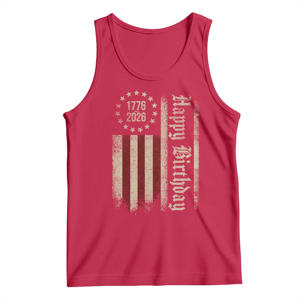 250th Birthday US July 4th 1776 2026 American Flag Tank Top TS11 Red Print Your Wear