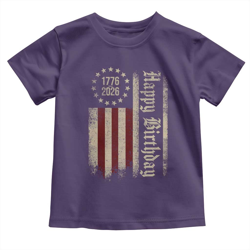 250th Birthday US July 4th 1776 2026 American Flag Toddler T Shirt TS11 Purple Print Your Wear