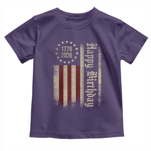 250th Birthday US July 4th 1776 2026 American Flag Toddler T Shirt TS11 Purple Print Your Wear