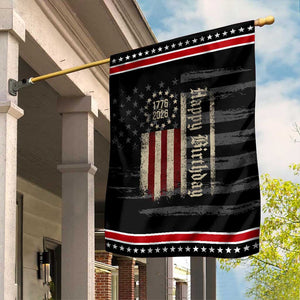 250th Birthday US July 4th 1776 2026 American Flag Garden Flag TS11 Distressed Black Red Print Your Wear