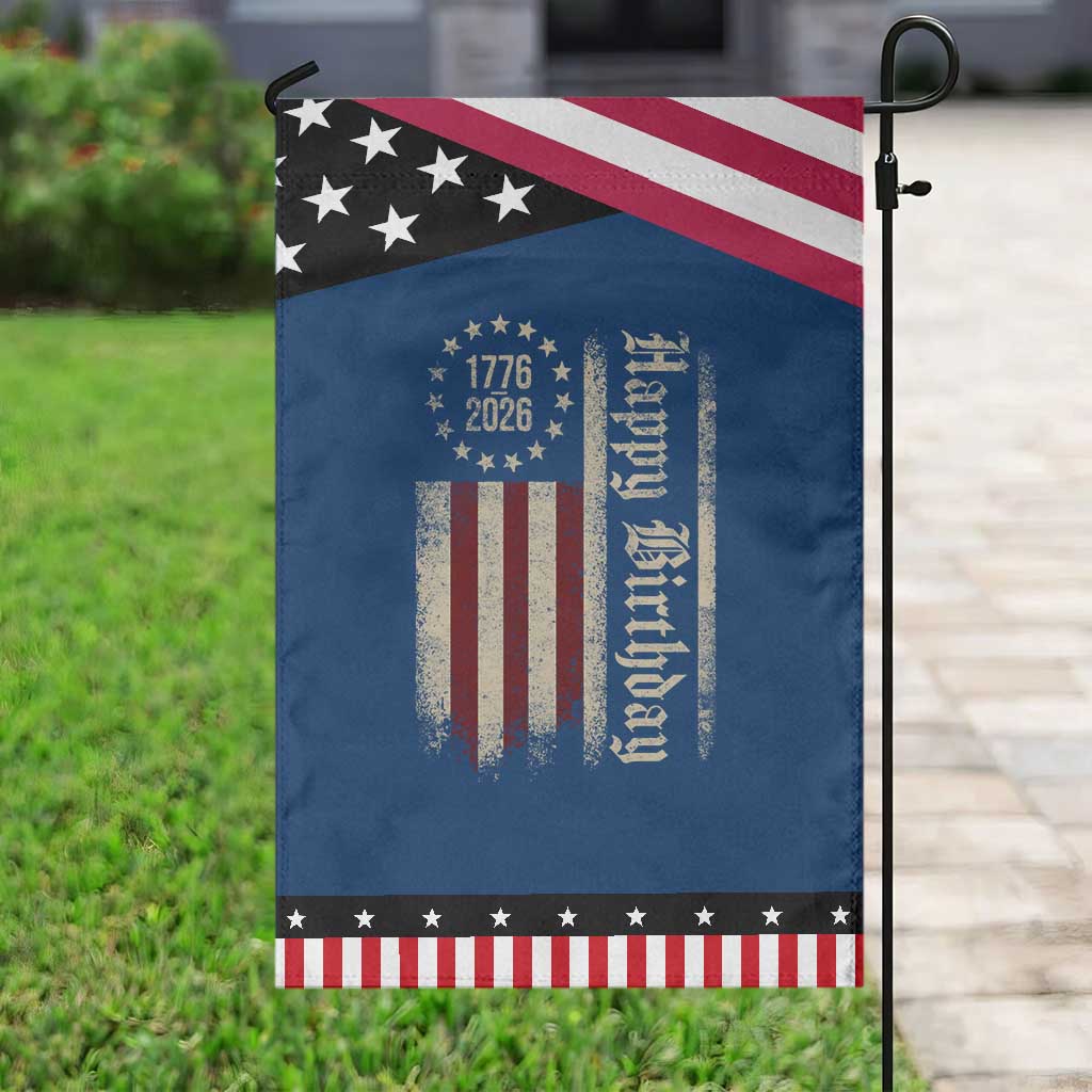250th Birthday US July 4th 1776 2026 American Flag Garden Flag TS11 Classic Blue Black Print Your Wear