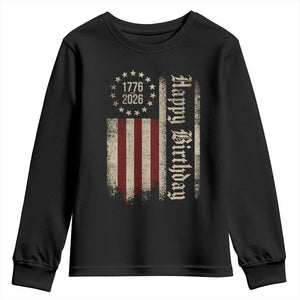 250th Birthday US July 4th 1776 2026 American Flag Youth Sweatshirt TS11 Black Print Your Wear