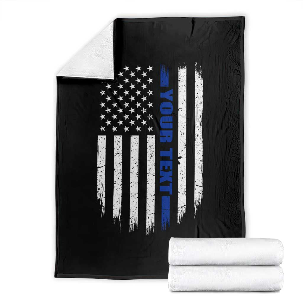 Personalized Police Throw Blanket Custom Text Name Vintage American Flag Law Enforcement Gift TS11 Black Print Your Wear
