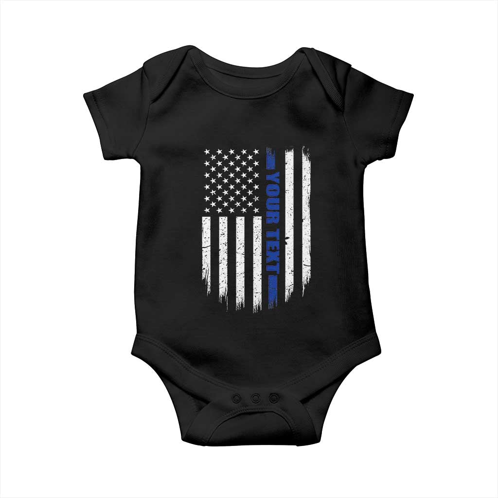 Personalized Police Baby Onesie Custom Text Name Vintage American Flag Law Enforcement Gift TS11 Black Print Your Wear
