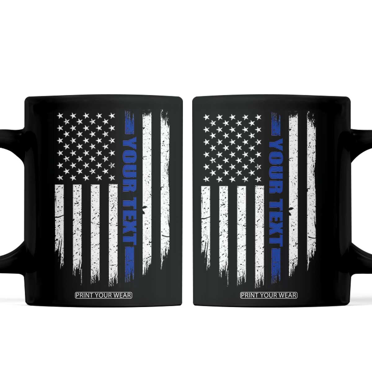Personalized Police Coffee Mug Custom Text Name Vintage American Flag Law Enforcement Gift