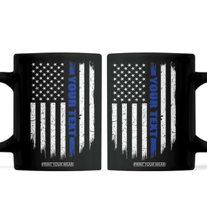 Personalized Police Coffee Mug Custom Text Name Vintage American Flag Law Enforcement Gift