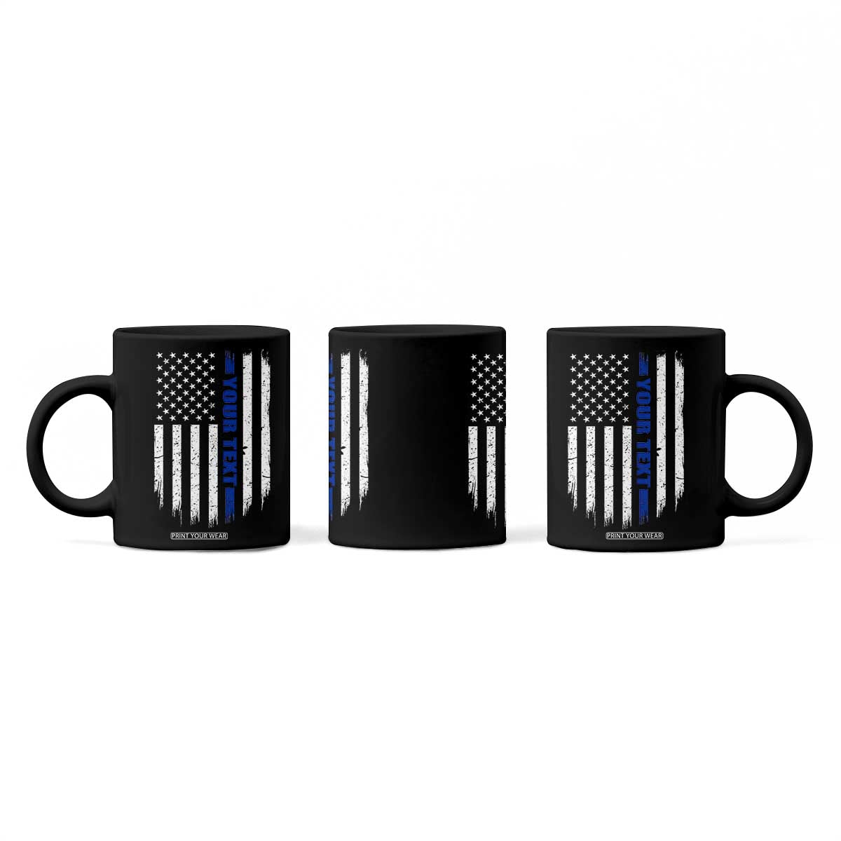 Personalized Police Coffee Mug Custom Text Name Vintage American Flag Law Enforcement Gift