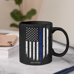 Personalized Police Coffee Mug Custom Text Name Vintage American Flag Law Enforcement Gift