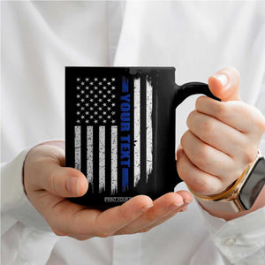 Personalized Police Coffee Mug Custom Text Name Vintage American Flag Law Enforcement Gift