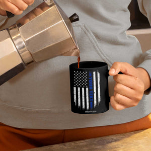 Personalized Police Coffee Mug Custom Text Name Vintage American Flag Law Enforcement Gift