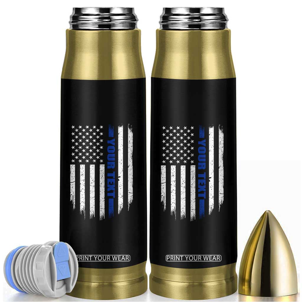 Personalized Police Bullet Tumbler Custom Text Name Vintage American Flag Law Enforcement Gift