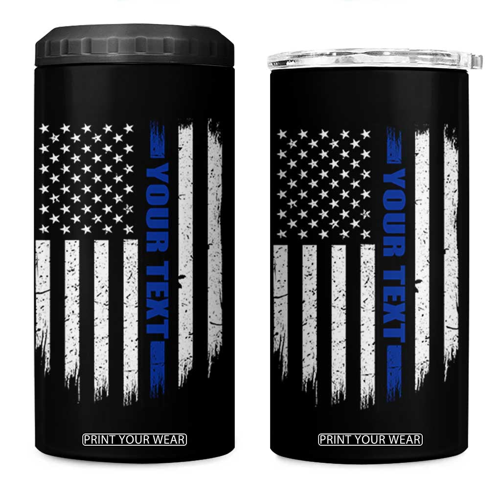 Personalized Police 4 in 1 Can Cooler Tumbler Custom Text Name Vintage American Flag Law Enforcement Gift TS11 One Size: 16 oz Black Print Your Wear