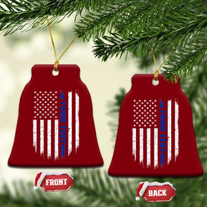 Personalized Police Ceramic Ornament Custom Text Name Vintage American Flag Law Enforcement Gift
