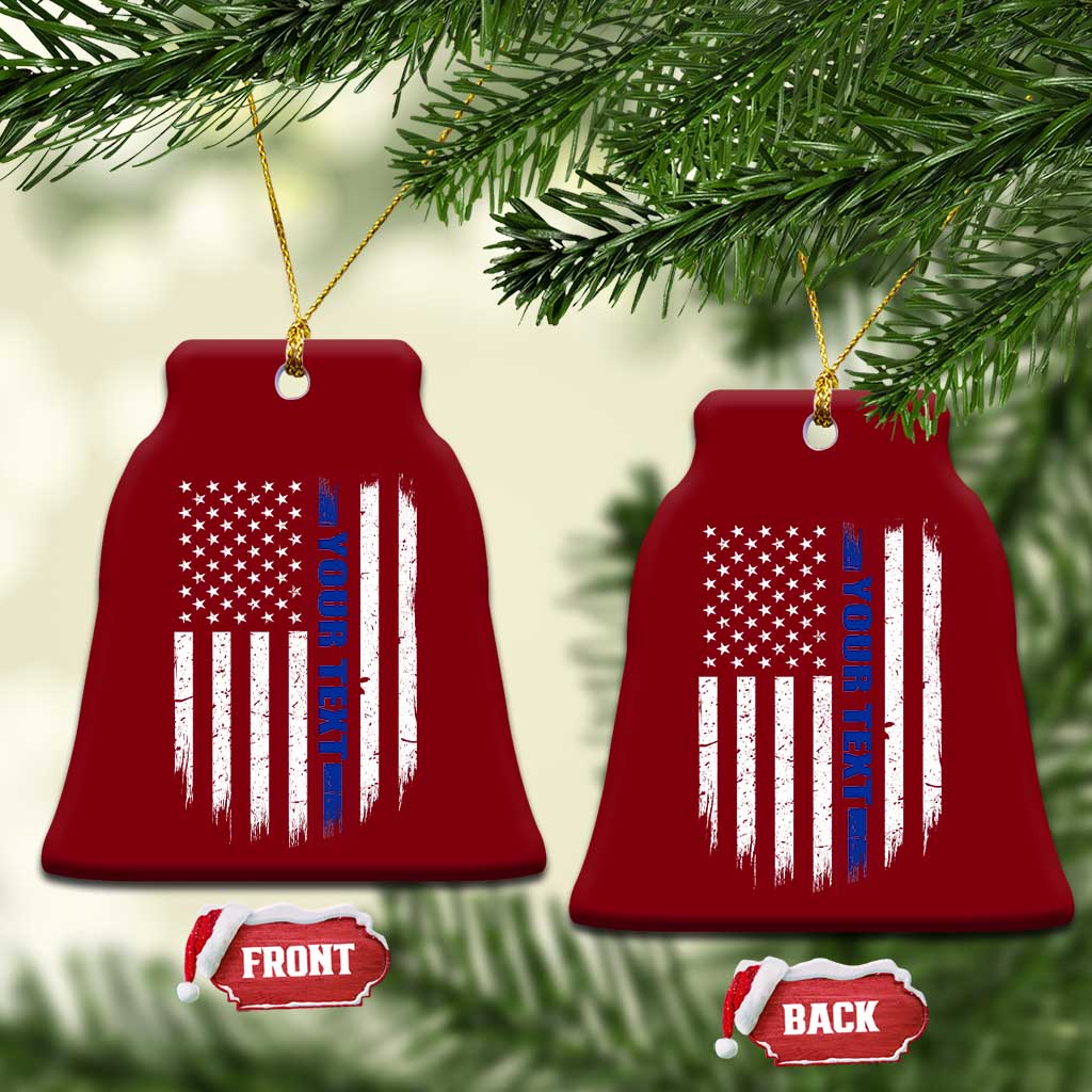 Personalized Police Ceramic Ornament Custom Text Name Vintage American Flag Law Enforcement Gift