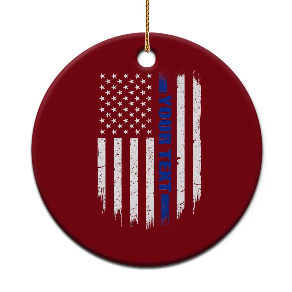 Personalized Police Ceramic Ornament Custom Text Name Vintage American Flag Law Enforcement Gift TS11 1pc Red Print Your Wear