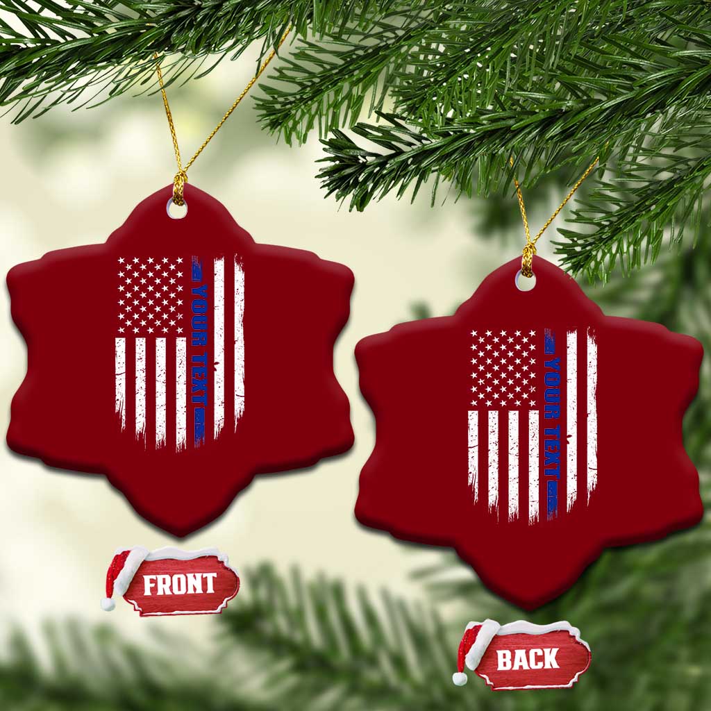 Personalized Police Ceramic Ornament Custom Text Name Vintage American Flag Law Enforcement Gift