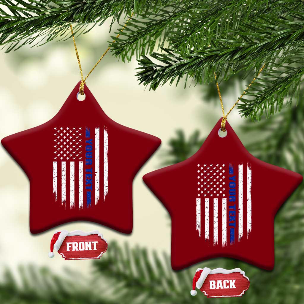 Personalized Police Ceramic Ornament Custom Text Name Vintage American Flag Law Enforcement Gift
