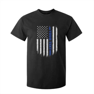 Personalized Police T Shirt For Kid Custom Text Name Vintage American Flag Law Enforcement Gift