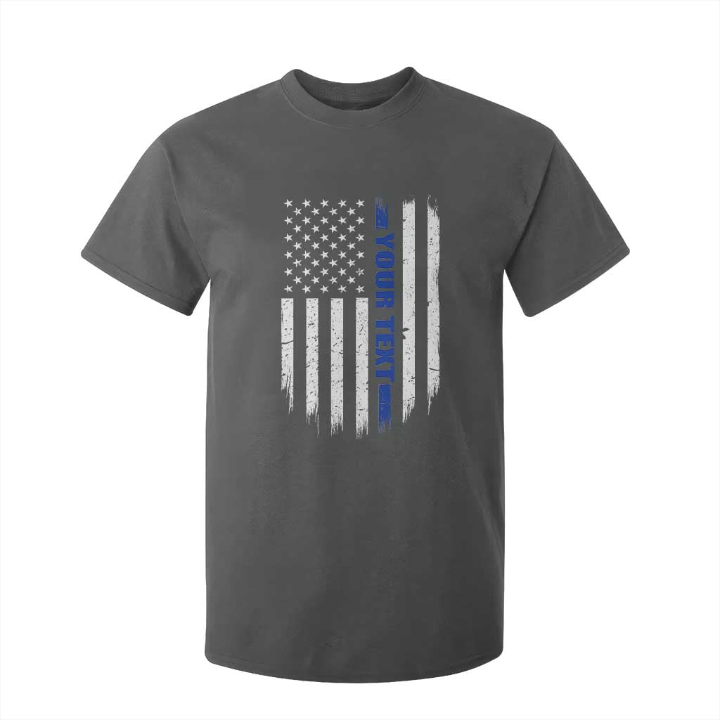 Personalized Police T Shirt For Kid Custom Text Name Vintage American Flag Law Enforcement Gift