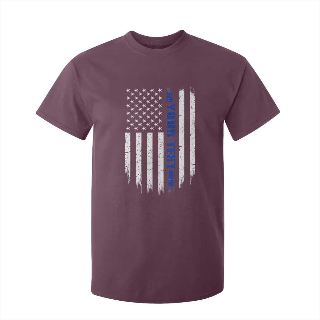 Personalized Police T Shirt For Kid Custom Text Name Vintage American Flag Law Enforcement Gift